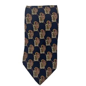 Pierre Balmain Extra Long 100% Silk Navy Paisley Pattern Men's Tie
